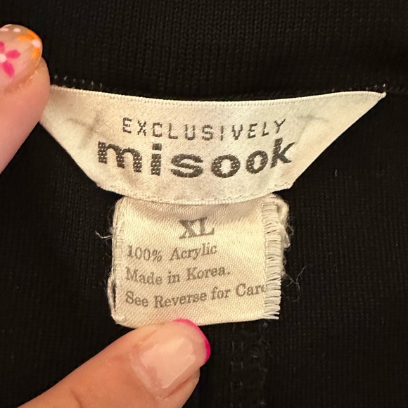 Exclusively Misook Pull-On Knit Trouser Pants Black XL wide leg - Picture 5 of 6